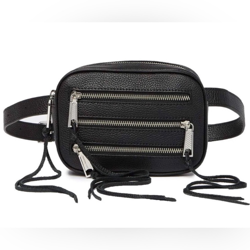NWT Black Rebecca Minkoff 3 Zip Belt Bag in Black
